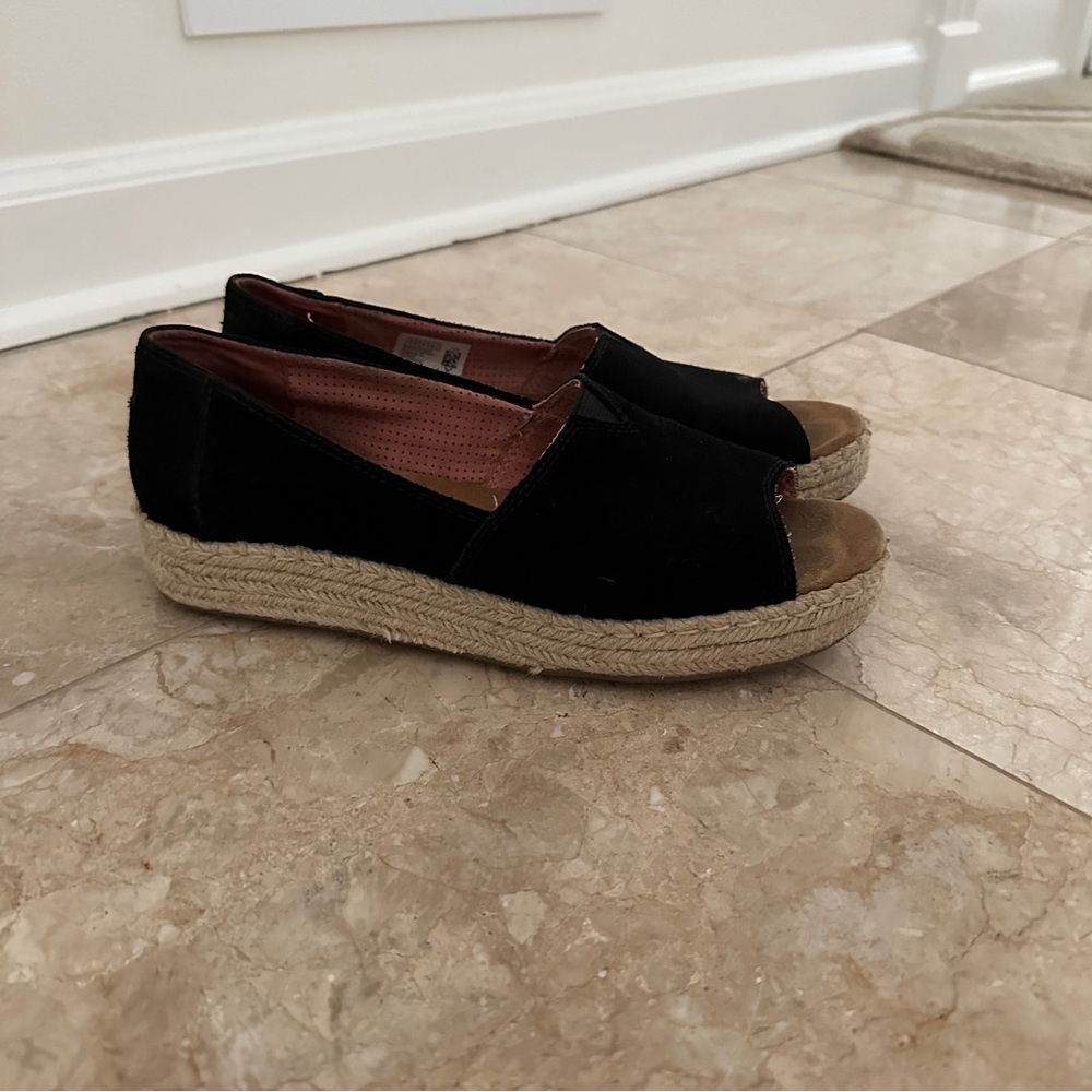 Toms Peep Toe Black Espadrilles